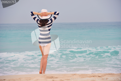 Image of Happy Beautiful Woman Enjoying Summer Vacation