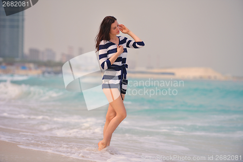 Image of Happy Beautiful Woman Enjoying Summer Vacation