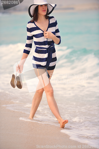 Image of Happy Beautiful Woman Enjoying Summer Vacation