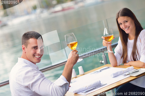 Image of couple having lanch at beautiful restaurant