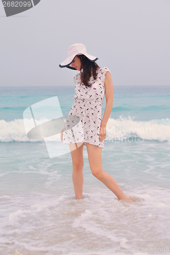 Image of Happy Beautiful Woman Enjoying Summer Vacation