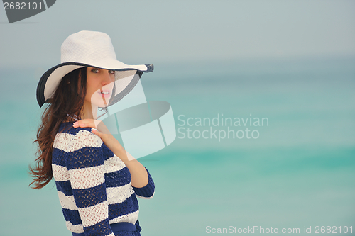 Image of Happy Beautiful Woman Enjoying Summer Vacation