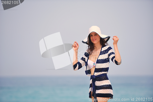 Image of Happy Beautiful Woman Enjoying Summer Vacation