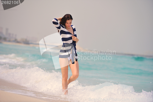 Image of Happy Beautiful Woman Enjoying Summer Vacation