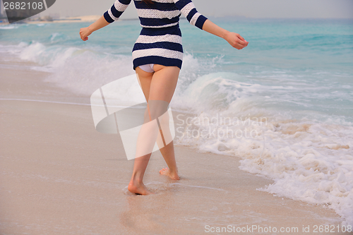 Image of Happy Beautiful Woman Enjoying Summer Vacation