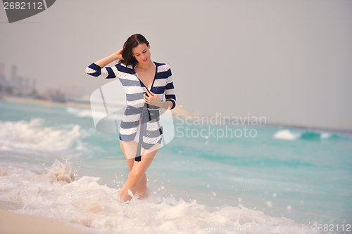 Image of Happy Beautiful Woman Enjoying Summer Vacation