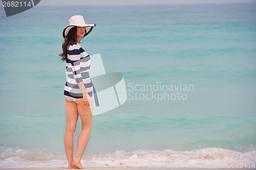 Image of Happy Beautiful Woman Enjoying Summer Vacation