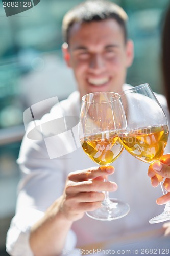 Image of couple having lanch at beautiful restaurant