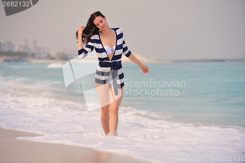 Image of Happy Beautiful Woman Enjoying Summer Vacation