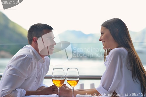 Image of couple having lanch at beautiful restaurant