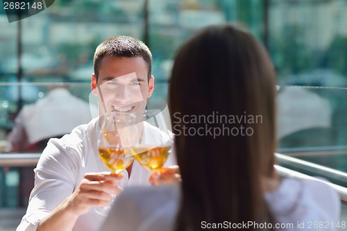 Image of couple having lanch at beautiful restaurant