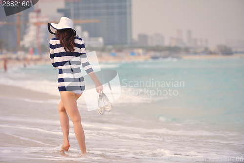 Image of Happy Beautiful Woman Enjoying Summer Vacation