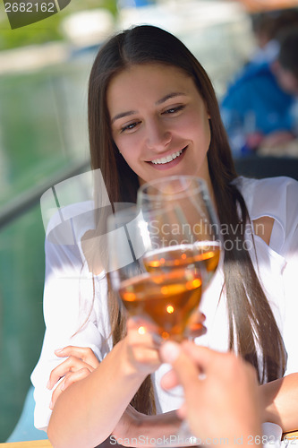Image of couple having lanch at beautiful restaurant