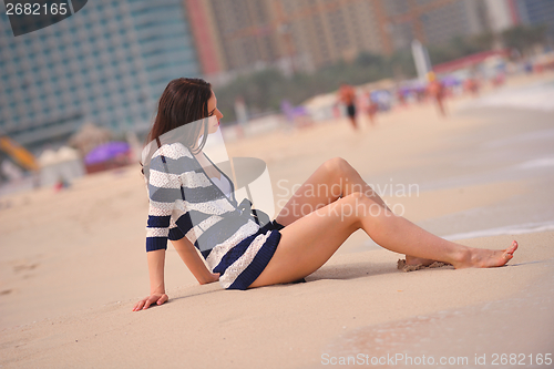 Image of Happy Beautiful Woman Enjoying Summer Vacation
