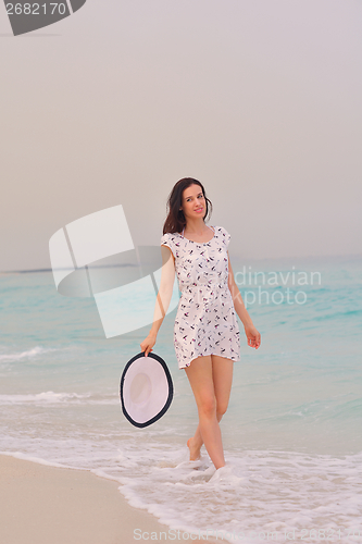 Image of Happy Beautiful Woman Enjoying Summer Vacation