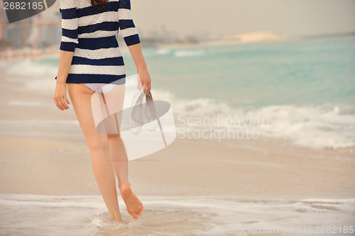 Image of Happy Beautiful Woman Enjoying Summer Vacation