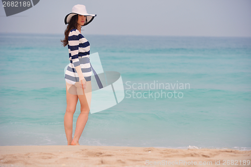 Image of Happy Beautiful Woman Enjoying Summer Vacation