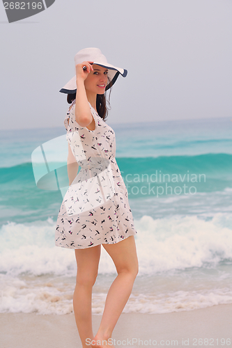 Image of Happy Beautiful Woman Enjoying Summer Vacation