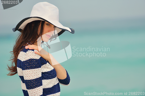 Image of Happy Beautiful Woman Enjoying Summer Vacation