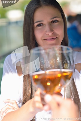 Image of couple having lanch at beautiful restaurant