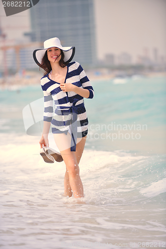 Image of Happy Beautiful Woman Enjoying Summer Vacation