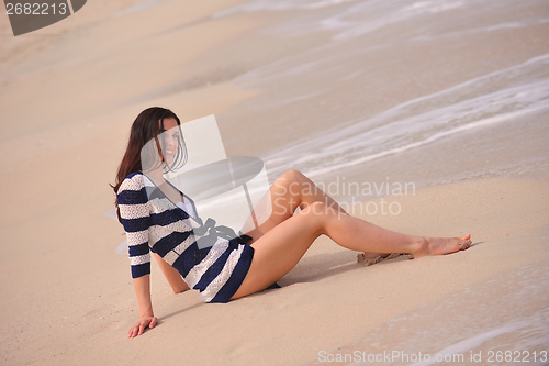 Image of Happy Beautiful Woman Enjoying Summer Vacation