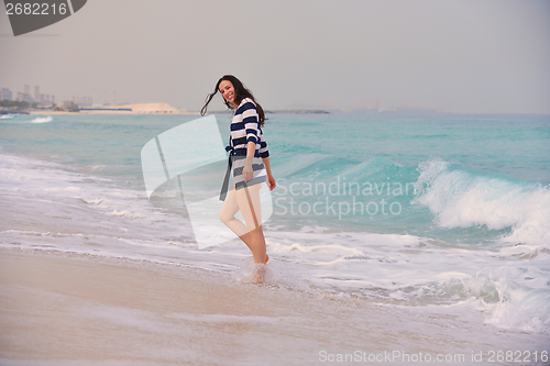 Image of Happy Beautiful Woman Enjoying Summer Vacation