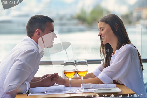 Image of couple having lanch at beautiful restaurant