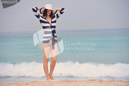 Image of Happy Beautiful Woman Enjoying Summer Vacation