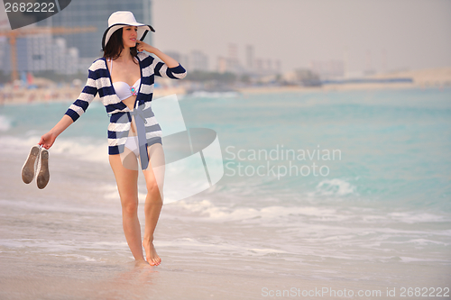 Image of Happy Beautiful Woman Enjoying Summer Vacation