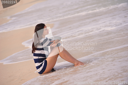 Image of Happy Beautiful Woman Enjoying Summer Vacation