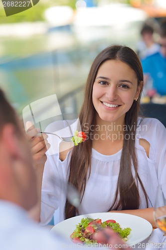 Image of couple having lanch at beautiful restaurant