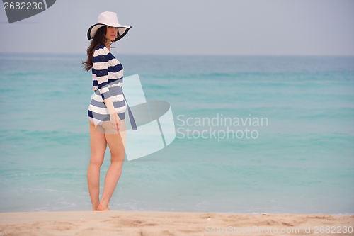 Image of Happy Beautiful Woman Enjoying Summer Vacation
