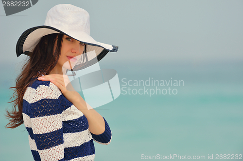 Image of Happy Beautiful Woman Enjoying Summer Vacation