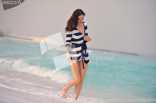 Image of Happy Beautiful Woman Enjoying Summer Vacation