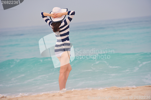 Image of Happy Beautiful Woman Enjoying Summer Vacation
