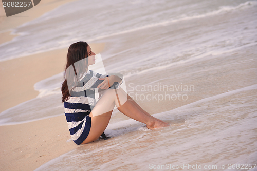 Image of Happy Beautiful Woman Enjoying Summer Vacation
