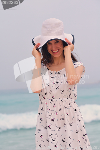 Image of Happy Beautiful Woman Enjoying Summer Vacation