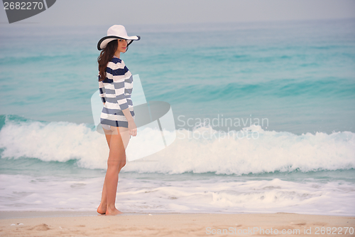 Image of Happy Beautiful Woman Enjoying Summer Vacation