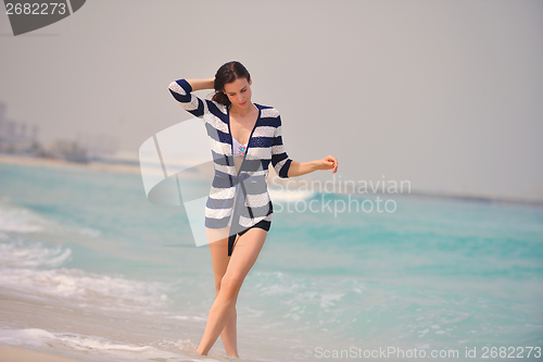 Image of Happy Beautiful Woman Enjoying Summer Vacation