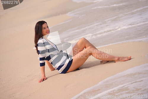 Image of Happy Beautiful Woman Enjoying Summer Vacation