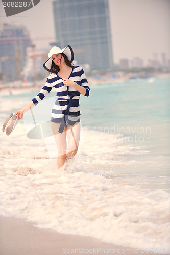 Image of Happy Beautiful Woman Enjoying Summer Vacation