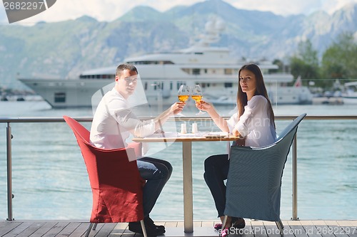 Image of couple having lanch at beautiful restaurant