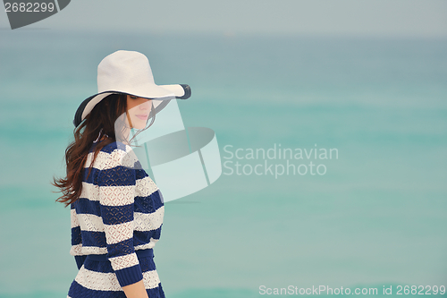 Image of Happy Beautiful Woman Enjoying Summer Vacation