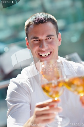 Image of couple having lanch at beautiful restaurant