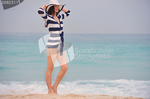 Image of Happy Beautiful Woman Enjoying Summer Vacation