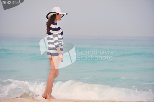 Image of Happy Beautiful Woman Enjoying Summer Vacation