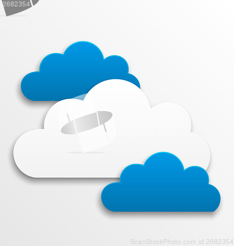 Image of Set paper clouds isolated on white background
