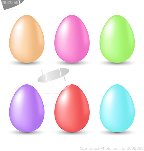 Image of Easter set painted eggs isolated on white background 