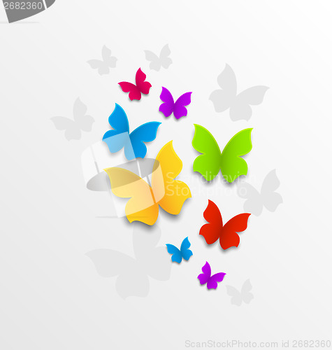 Image of Abstract colorful background with rainbow butterflies